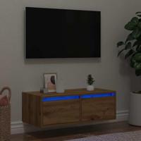 Tv-meubel met LED-verlichting 75x35,5x25 cm artisanaal eiken - thumbnail