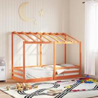 Kinderbed met bedhuis 75x190 cm massief grenenhout wasbruin - thumbnail
