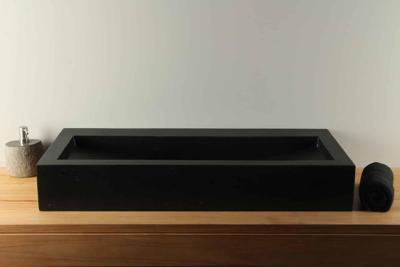 Terrazzo Spoelbak Zwart Rechthoek 90x41 cm Zonder Kraangat | TZS 034Szk