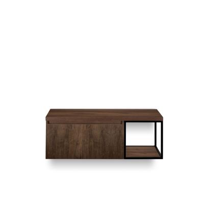 Frozen 3d Badmeubelset 120 cm - Greeplijst in kleur - Zwart Frame - Wastafel Bovenblad Dark Oak