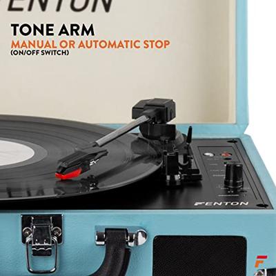 Fenton RP115 Retro Platenspeler in Koffer met Ingebouwde Speakers, Bluetooth en USB - Blauw