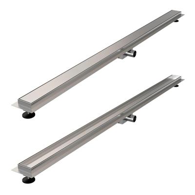 Brauer Douchegoot - 160x7x6.7cm - ondiepe vloerflens - zijuitloop - tegelinlegrooster omkeerbaar - RVS DR-MRF160NG