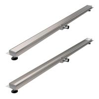 Brauer Douchegoot - 160x7x6.7cm - ondiepe vloerflens - zijuitloop - tegelinlegrooster omkeerbaar - RVS DR-MRF160NG - thumbnail