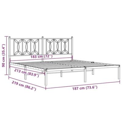 Bedframe met hoofdbord metaal zwart 183x213 cm Bedframe met hoofdbord metaal zwart 183x213 cm