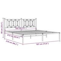Bedframe met hoofdbord metaal zwart 183x213 cm - thumbnail