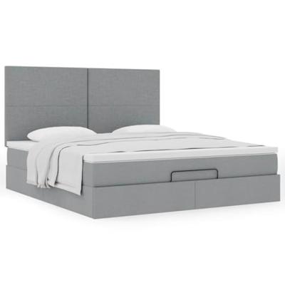 Ottoman bed met matras 180x200cm stof lichtgrijs