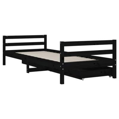 Kinderbedframe met lades 80x200 cm massief grenenhout zwart - thumbnail