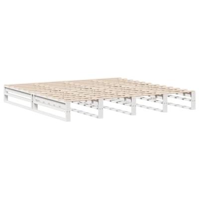 Bed met boekenkast zonder matras massief hout wit 200x200 cm