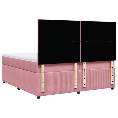 Boxspring met matras fluweel roze 200x200 cm