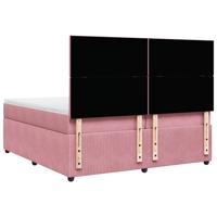 Boxspring met matras fluweel roze 200x200 cm - thumbnail