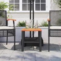 Tuintafel 40x40x42 cm poly rattan en acaciahout zwart - thumbnail