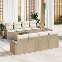 Tuinbankenset met opslag 9 pcs Beige en Crème poly rattan - thumbnail