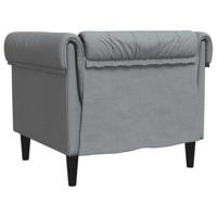 Fauteuil Chesterfield-stijl stof lichtgrijs - thumbnail