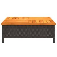 Parasolvoetbedekking 70x70x25 cm poly rattan acaciahout zwart - thumbnail