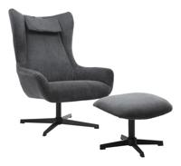 Artistiq Draaifauteuil 'Mendy' Met hocker, Rib, kleur Grijs - thumbnail