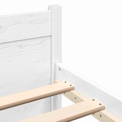 Bedframe massief hout wit 150x200 cm