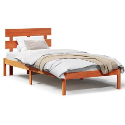 Bedframe met hoofdeinde Bruin 90 x 200 cm Massief grenenhout