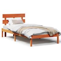 Bedframe met hoofdeinde Bruin 80 x 200 cm Massief grenenhout - thumbnail