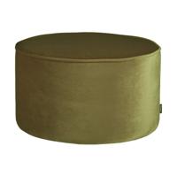 WOOOD Poef 'Sara' Laag, Velvet, kleur Army - thumbnail