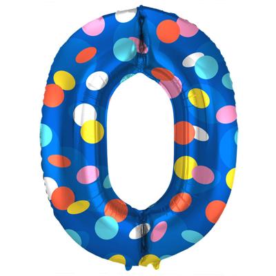 Folieballon &apos;0&apos; Kleurrijke Stippen