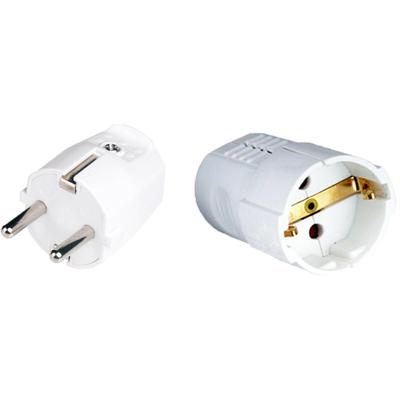 Stekker Set met Schuko en Contrastekker - Wit. 3680W. 16A. Randaarde