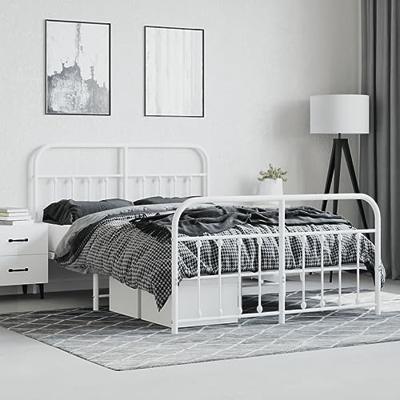 Bedframe met hoofd- en voeteneinde metaal wit 135x190 cm