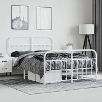 Bedframe met hoofd- en voeteneinde metaal wit 135x190 cm - thumbnail