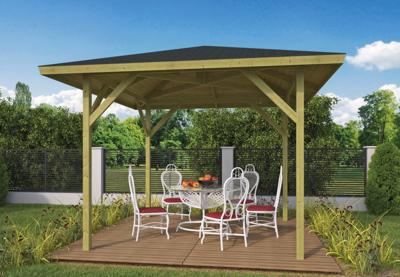 Prieel Econoom 340x340 cm- Puntdak- Geïmpregneerd vurenhout- Tuindeco