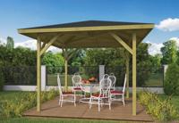 Prieel Econoom 340x340 cm- Puntdak- Geïmpregneerd vurenhout- Tuindeco - thumbnail