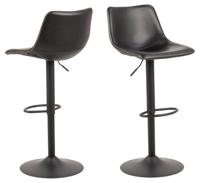 Bendt Draaibare Barkruk 'Xanthe' PU, kleur Zwart (zithoogte 61-83cm) - thumbnail