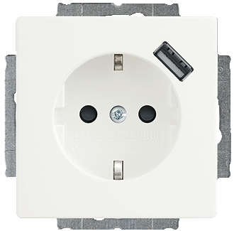Busch Jaeger stopcontact met usb lader solo wit 2011-0-6161