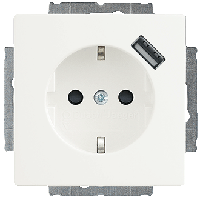 Busch Jaeger stopcontact met usb lader solo wit 2011-0-6161 - thumbnail