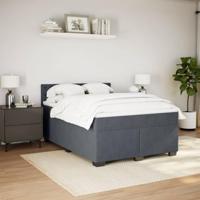 Boxspring met matras fluweel donkergrijs 140x190 cm - thumbnail