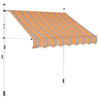 VidaXL Luifel handmatig uittrekbaar 200 cm geel en blauwe strepen - thumbnail