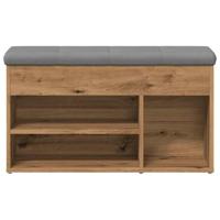 Schoenenbank 82x32x45,5 cm bewerkt hout artisanaal eikenkleur - thumbnail