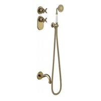 Badkraan Tres Clasic Thermostatisch Inbouw Incl. Handdouche Verouderd Messing Mat Tres - thumbnail