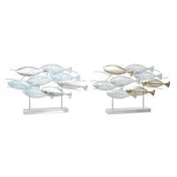 Decoratieve figuren DKD Home Decor 65,4 x 9 x 39,5 cm Zilverkleurig Blauw Gouden Spiralen Mediterrane (2 Stuks) - thumbnail