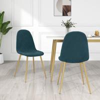 Eetkamerstoelen 2 st fluweel blauw - thumbnail