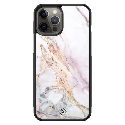 iPhone 12 Pro Max glazen hardcase - Parelmoer marmer iPhone 12 Pro Max glazen hardcase - Parelmoer marmer