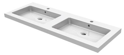 Wiesbaden Keramische Dubbele Meubelwastafel 120x46 cm met 2 Kraangaten