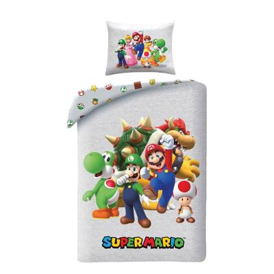 Super Mario Dekbedovertrek Grijs - Polyester - 140 x 200 cm 70 x 90 cm Super Mario Dekbedovertrek Grijs - Polyester - 140 x 200 cm 70 x 90 cm