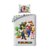 Super Mario Dekbedovertrek Grijs - Polyester - 140 x 200 cm 70 x 90 cm - thumbnail