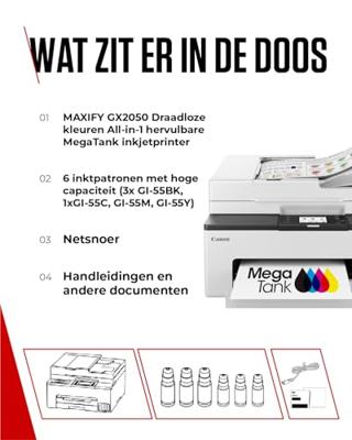 Canon Canon Maxify GX2050 Multifunctionele printer Inkjet A4 Printen, scannen, kopiëren, faxen Canon Canon Maxify GX2050 Multifunctionele printer Inkjet A4 Printen, scannen, kopiëren, faxen