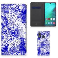 Mobiel BookCase Samsung Galaxy A40 Angel Skull Blauw - thumbnail