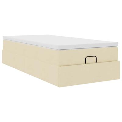 Ottoman bed met matras 90x190cm stof crèmekleurig