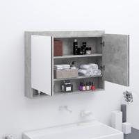 Badkamerkast met spiegel 80x15x60 cm MDF betongrijs - thumbnail