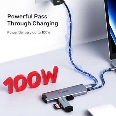 Unitek H1112F actieve HUB USB-C 5 Gbps, HDMI RJ-45 PD 100 W