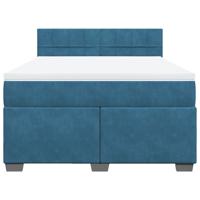 Boxspring met matras fluweel blauw 160x200 cm - thumbnail