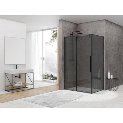 Van Rijn Products ST06 Wand - 98.5x200cm - rookglas - dikte 8mm - tbv hoekcabine - zwart ST06350100ZWWGR