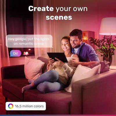 Smart E14 lamp - E14 Kaarslamp - 5,5 Watt 470 lumen - RGBWW - Wifi & Bluetooth - Bestuurbaar via app - Google Home, Amazon Alexa en Siri - Smart lamp